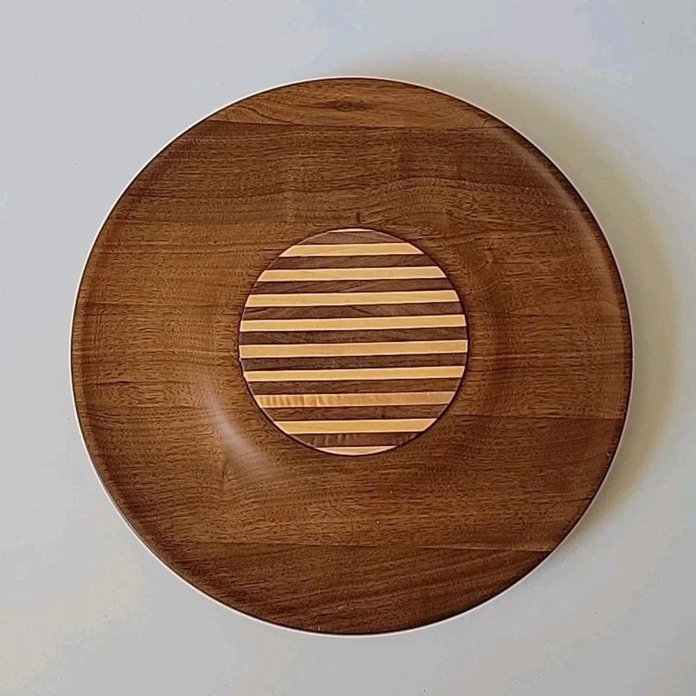 Kustom Kraft Vintage MCM Black Walnut Lazy Susan 14